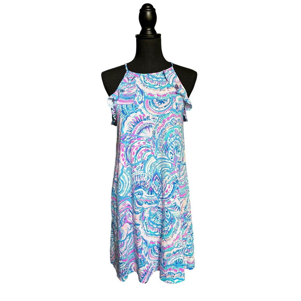 Lily Pulitzer Billie Ruffle Dress (Happy As a Clam) - Small